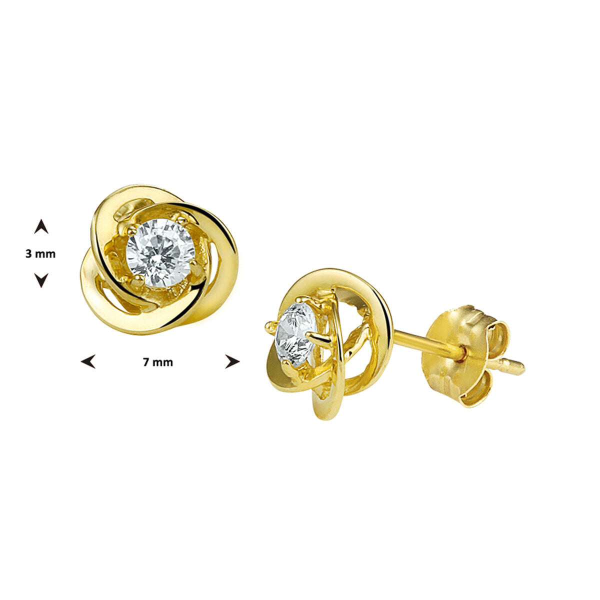 Fantasy Collection Oorbellen bloem zirkonia 14K geelgoud
