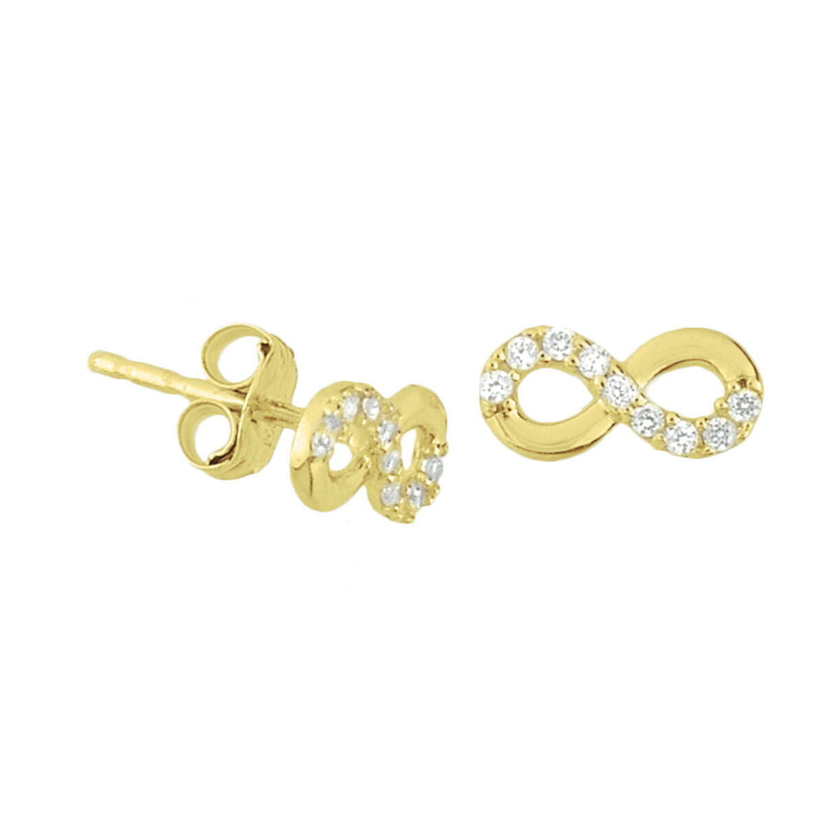 Fantasy Collection Oorbellen infinity zirkonia 4 mm 14K geelgoud