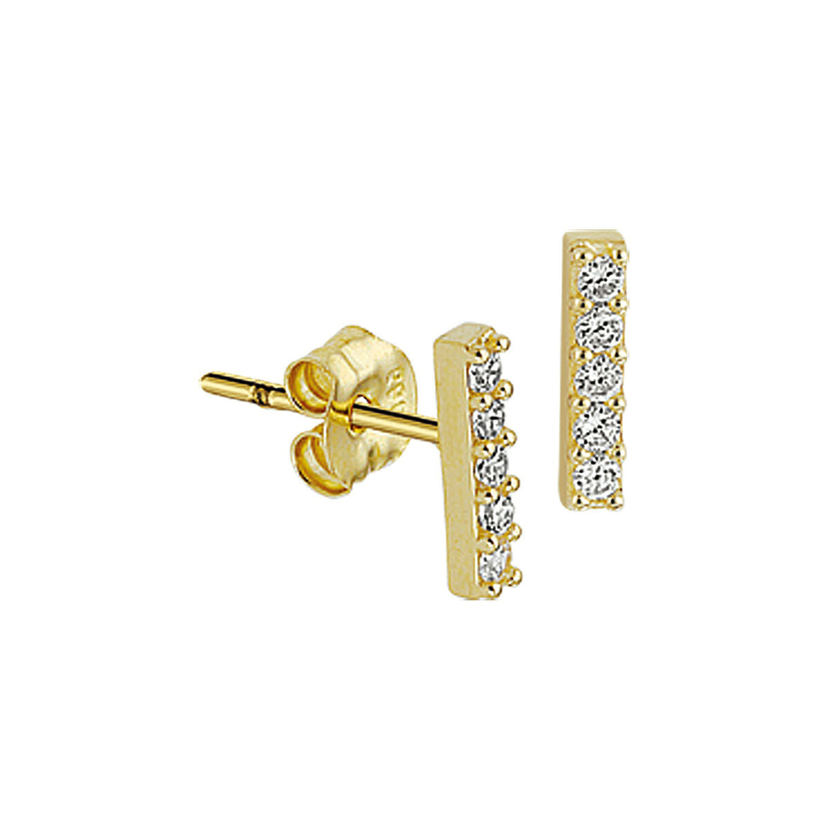 Fantasy Collection Oorbellen balkje zirkonia 8 mm 14K geelgoud