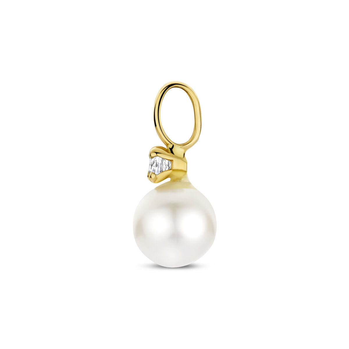 Hanger parel en zirkonia 13 mm 14K geelgoud