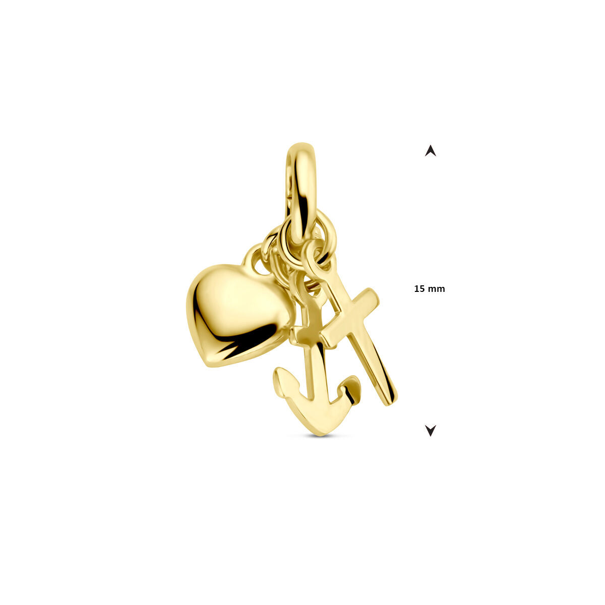 Hanger geloof, hoop en liefde 14K geelgoud