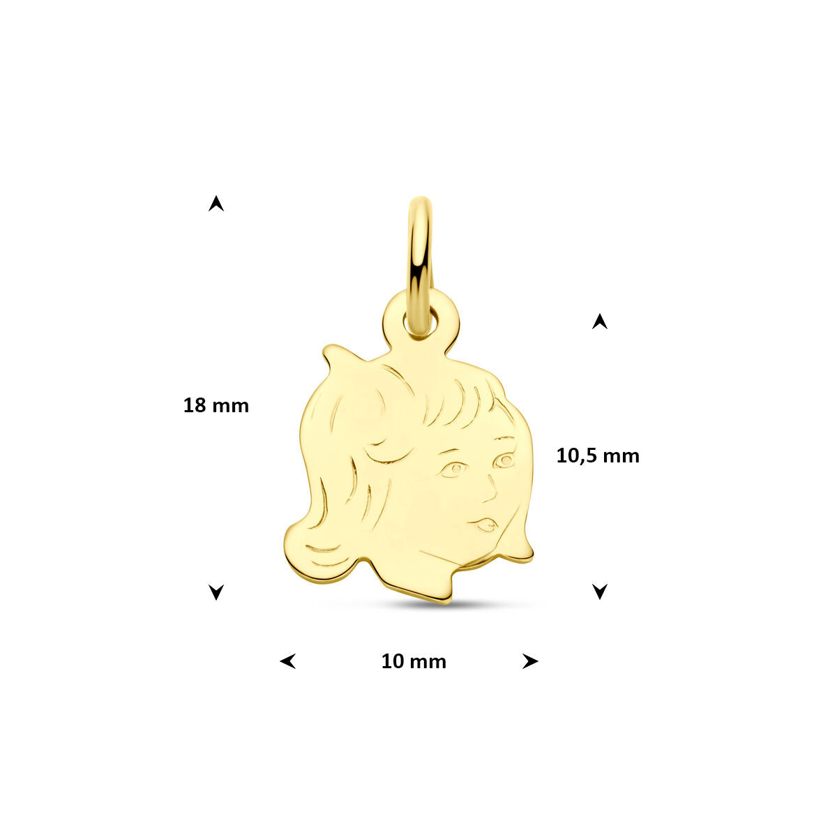 Hanger meisje 15 x 11 mm 14K geelgoud