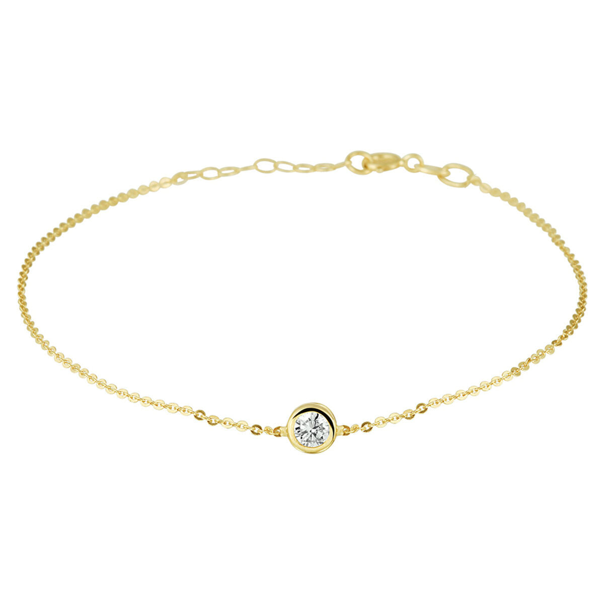 Fantasy Collection Armband zirkonia 1,0 mm 16 + 2 cm 14K geelgoud