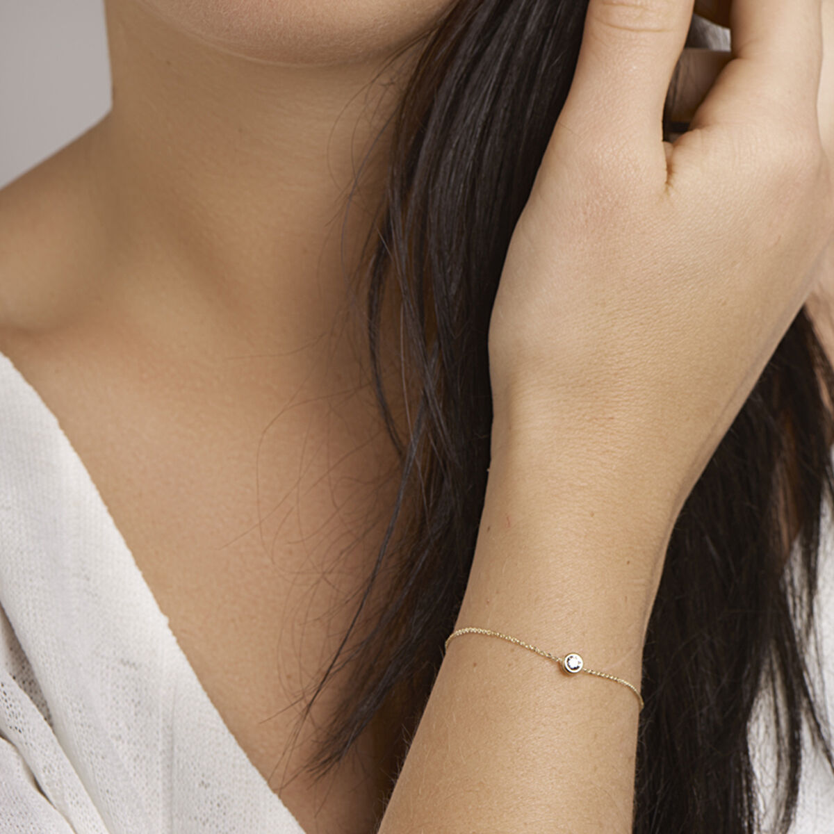 Fantasy Collection Armband zirkonia 1,0 mm 16 + 2 cm 14K geelgoud