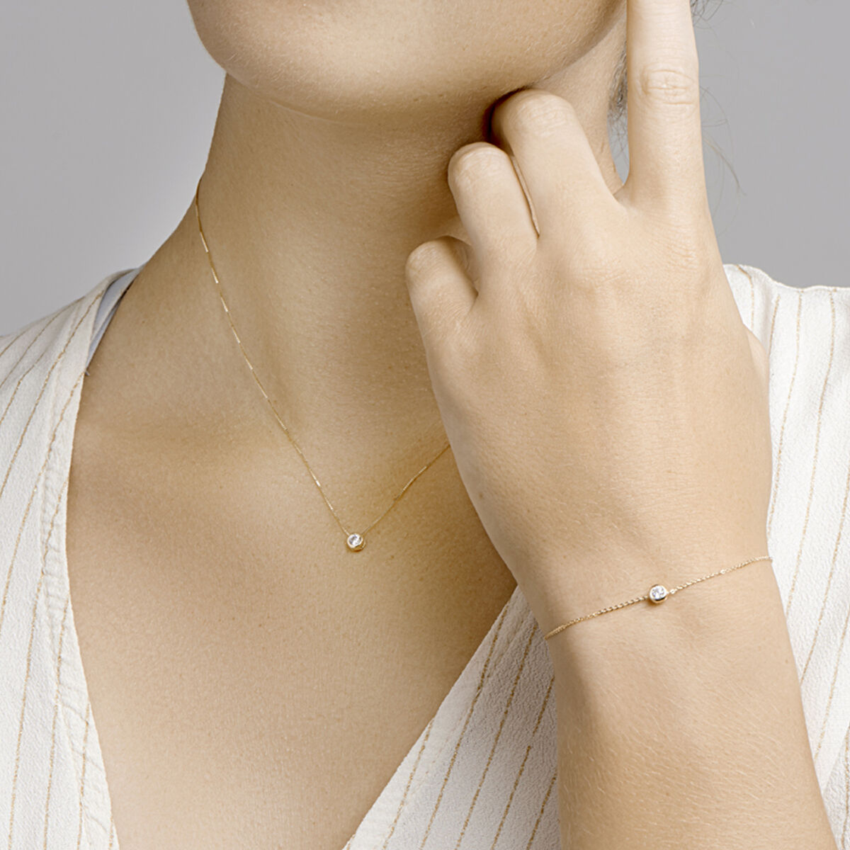 Fantasy Collection Armband zirkonia 1,0 mm 16 + 2 cm 14K geelgoud