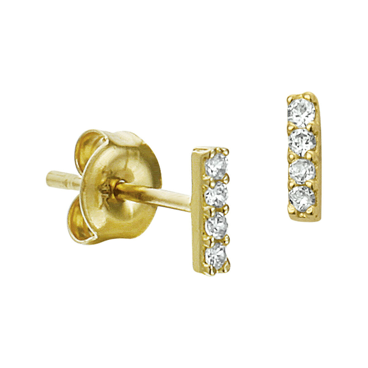 Fantasy Collection Oorbellen balkje zirkonia 14K geelgoud