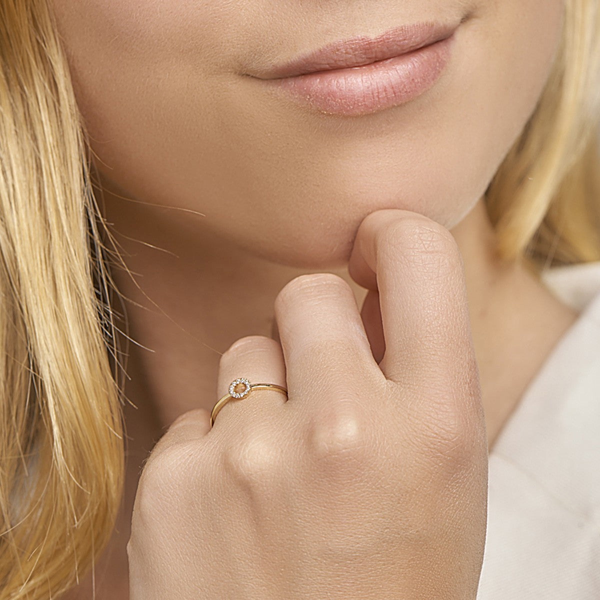 Ring diamant 0.05ct h p1 14K geelgoud