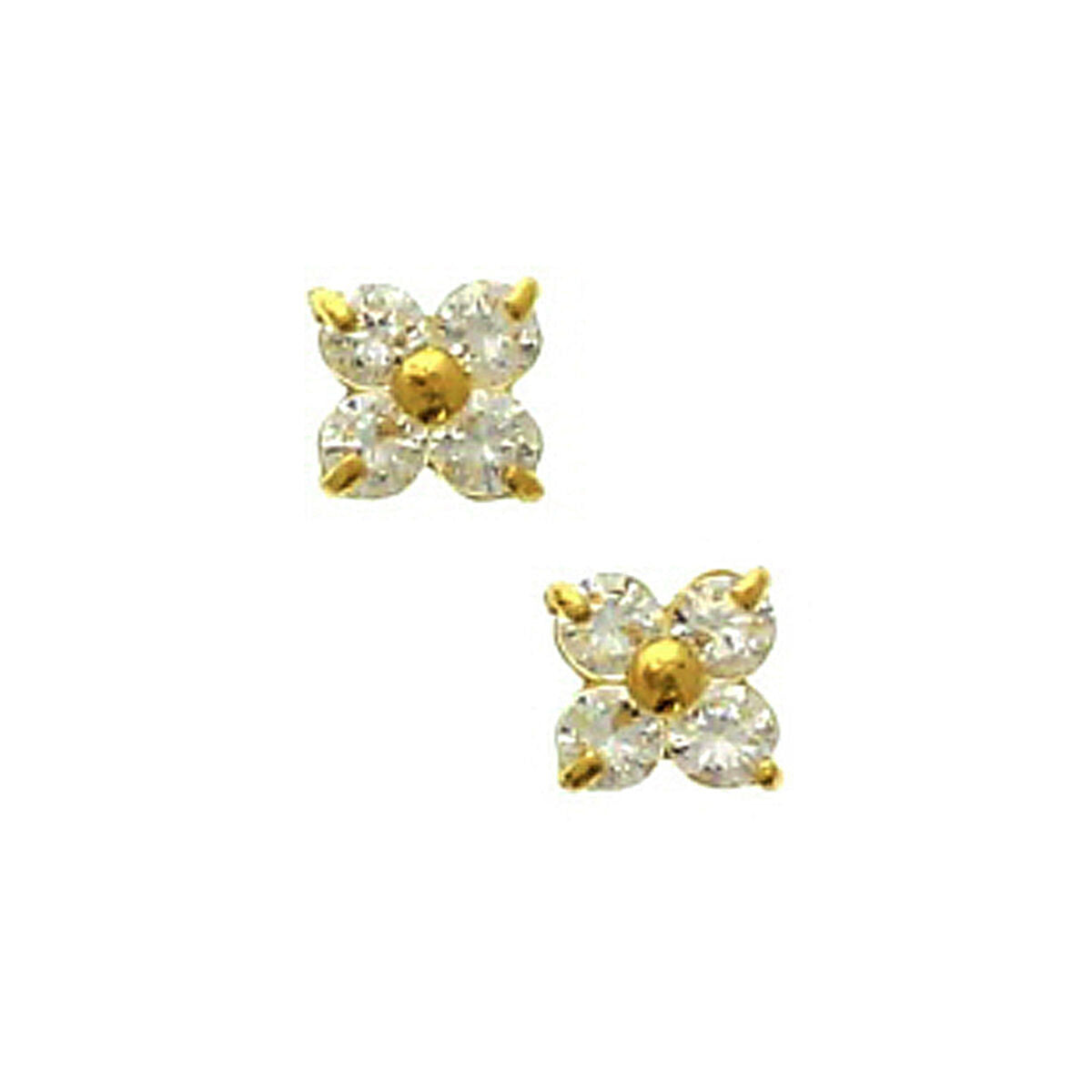 Fantasy Collection Oorbellen bloem zirkonia 3,5 mm 14K geelgoud