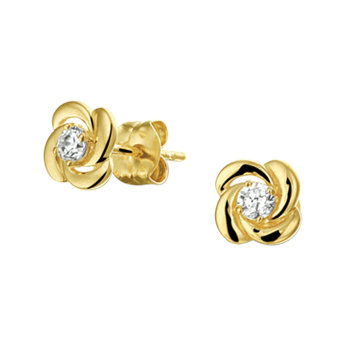 Fantasy Collection Oorbellen zirkonia 6,5 mm 14K geelgoud