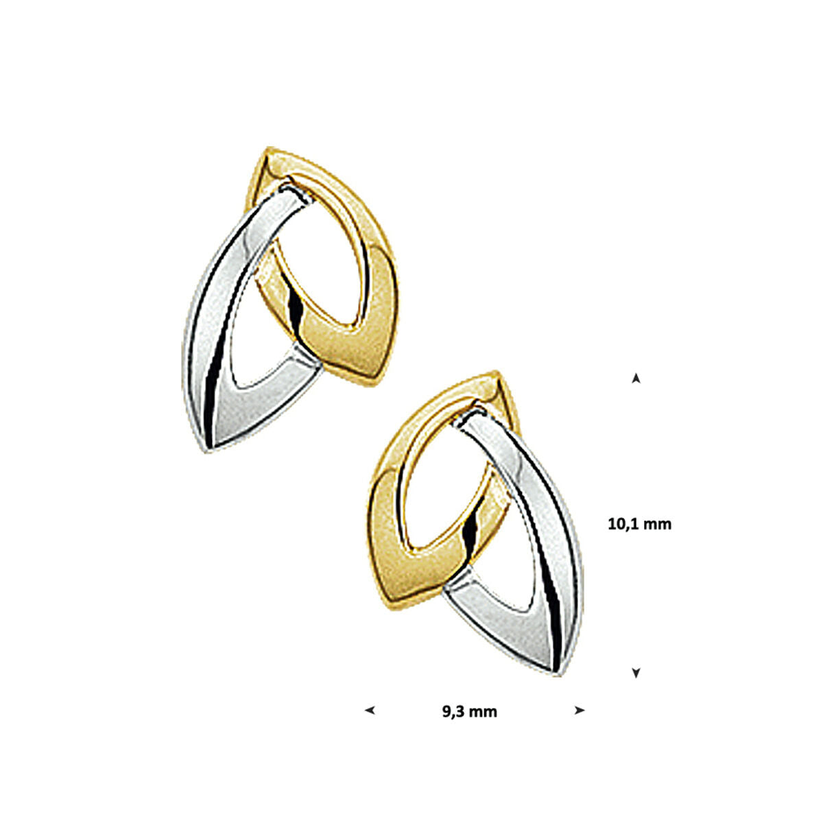 Fantasy Collection Oorbellen bicolor gestift 10,1 mm 14K geelgoud