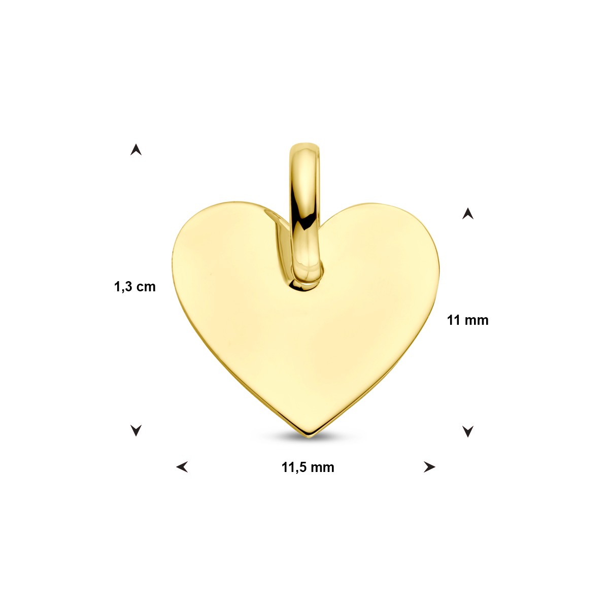 Graveerhanger hart 13 mm 14K geelgoud