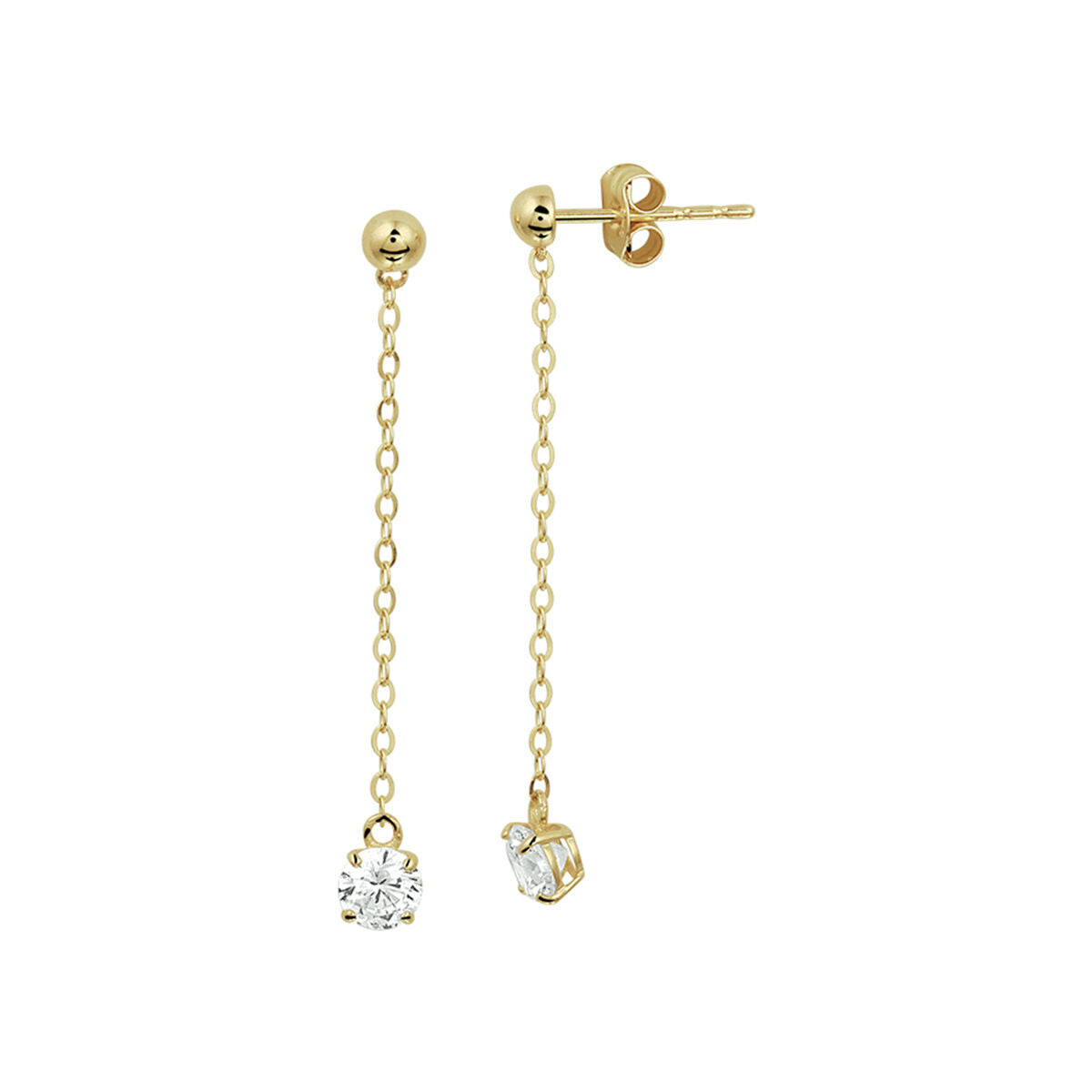 Fantasy Collection Hangende oorbellen zirkonia 14K geelgoud