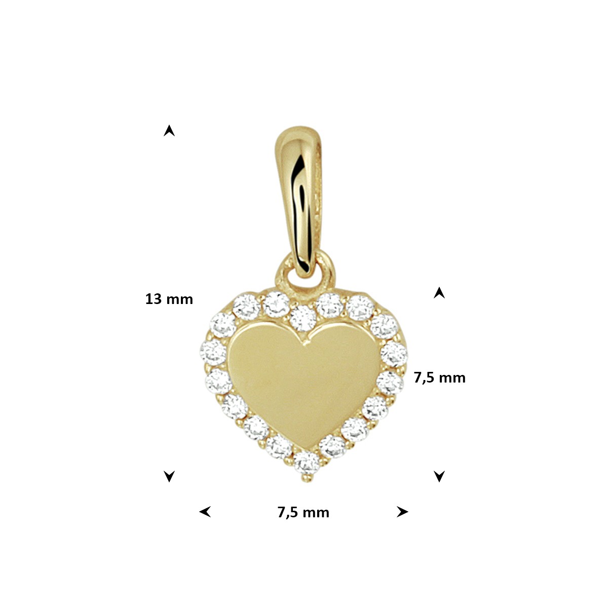 Hanger hart zirkonia 14K geelgoud 13 x 7,5 mm – 4019392