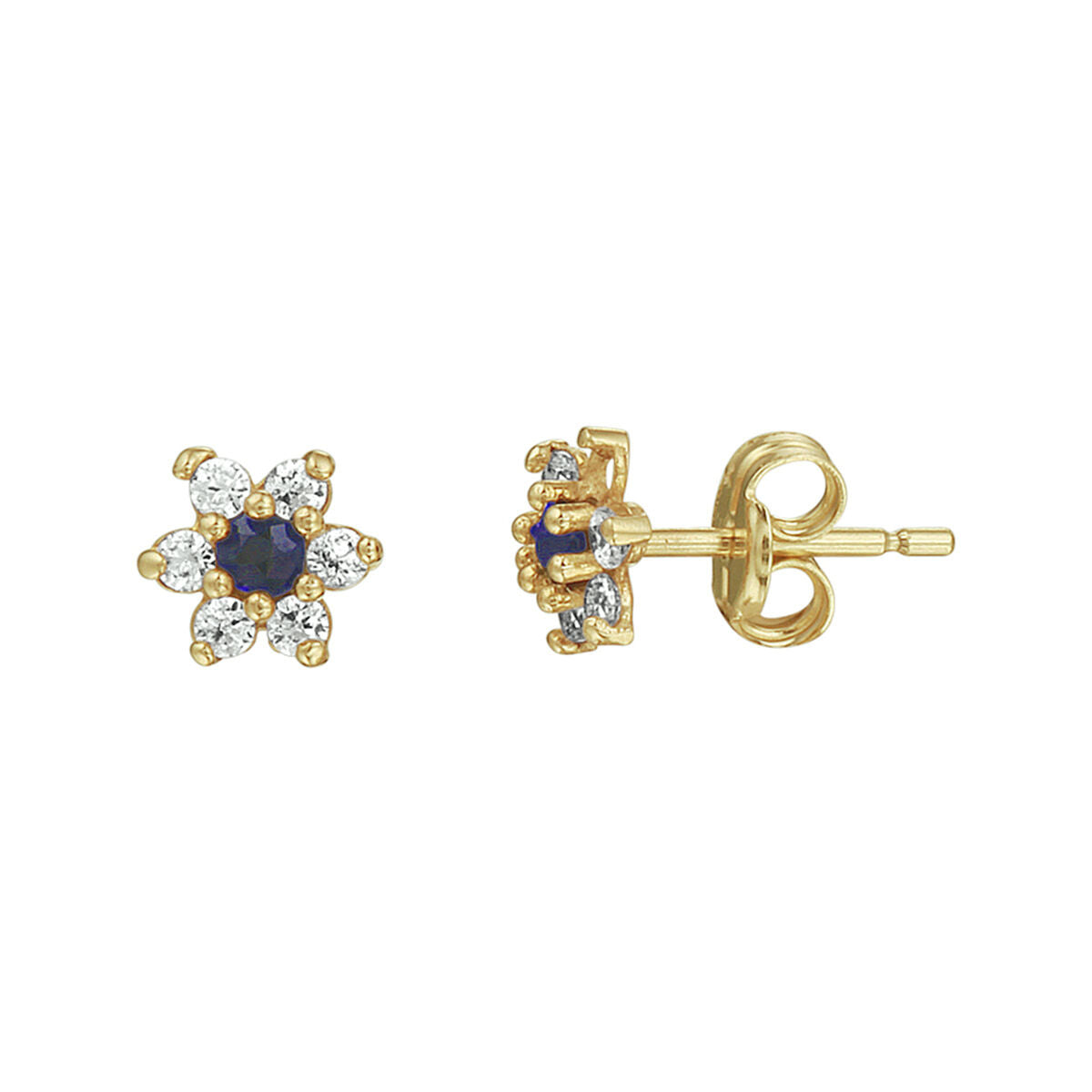 Fantasy Collection Oorbellen saffier en zirkonia halo 14K geelgoud - PSN4019402