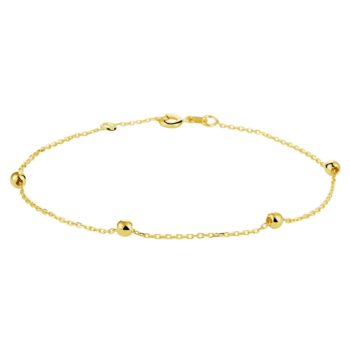 Fantasy Collection Armband anker en bolletjes 1,0 mm 17,5 - 18,5cm 14K geelgoud