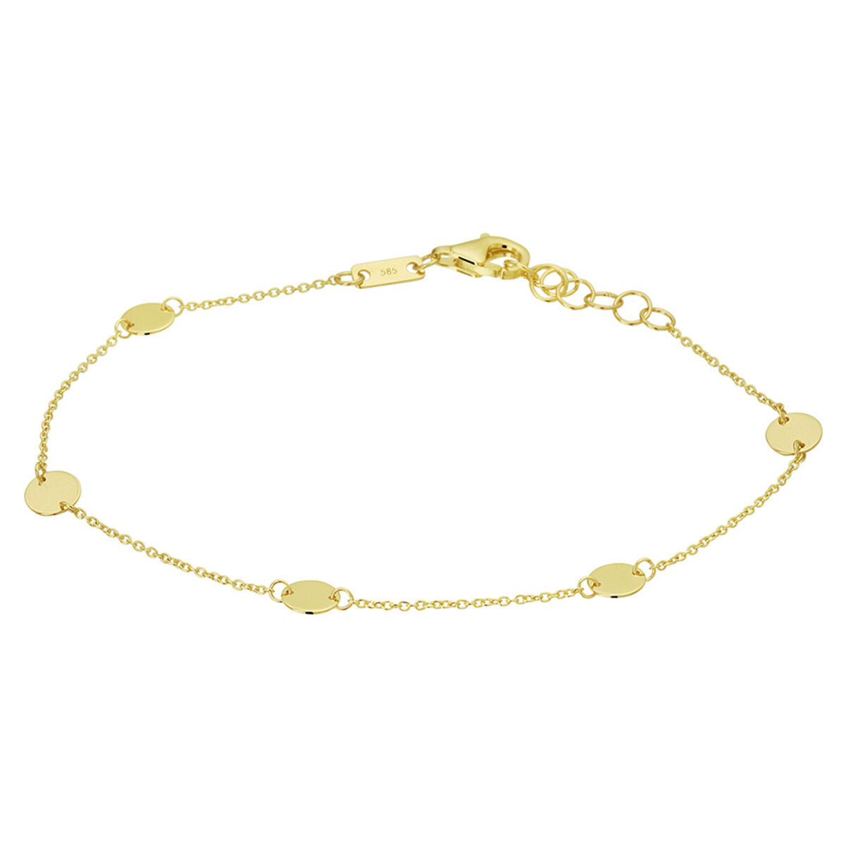Fantasy Collection Armband rondjes 0,9 mm 16,5 - 17,5 - 18,5 cm 14K geelgoud