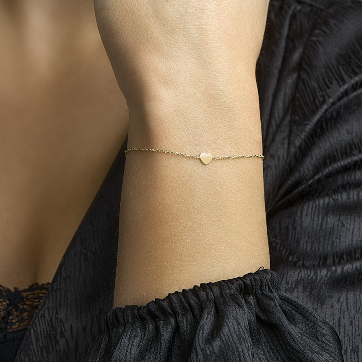 Fantasy Collection Armband hart 17 - 18,5 cm 14K geelgoud