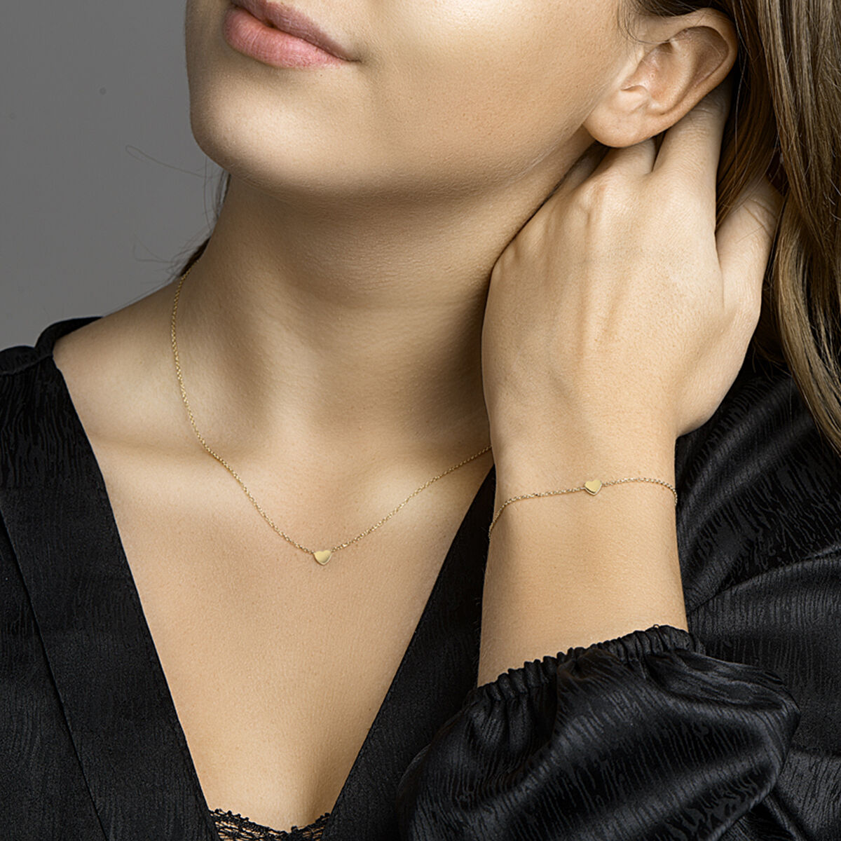 Fantasy Collection Armband hart 17 - 18,5 cm 14K geelgoud