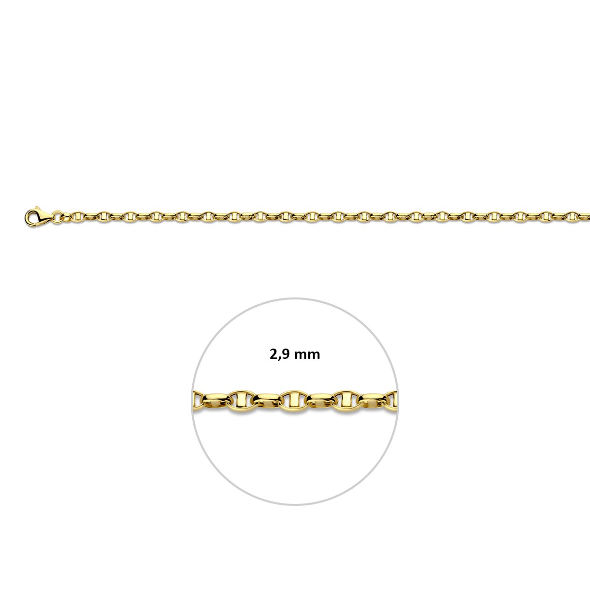 Collier anker 2,9 mm 14K geelgoud