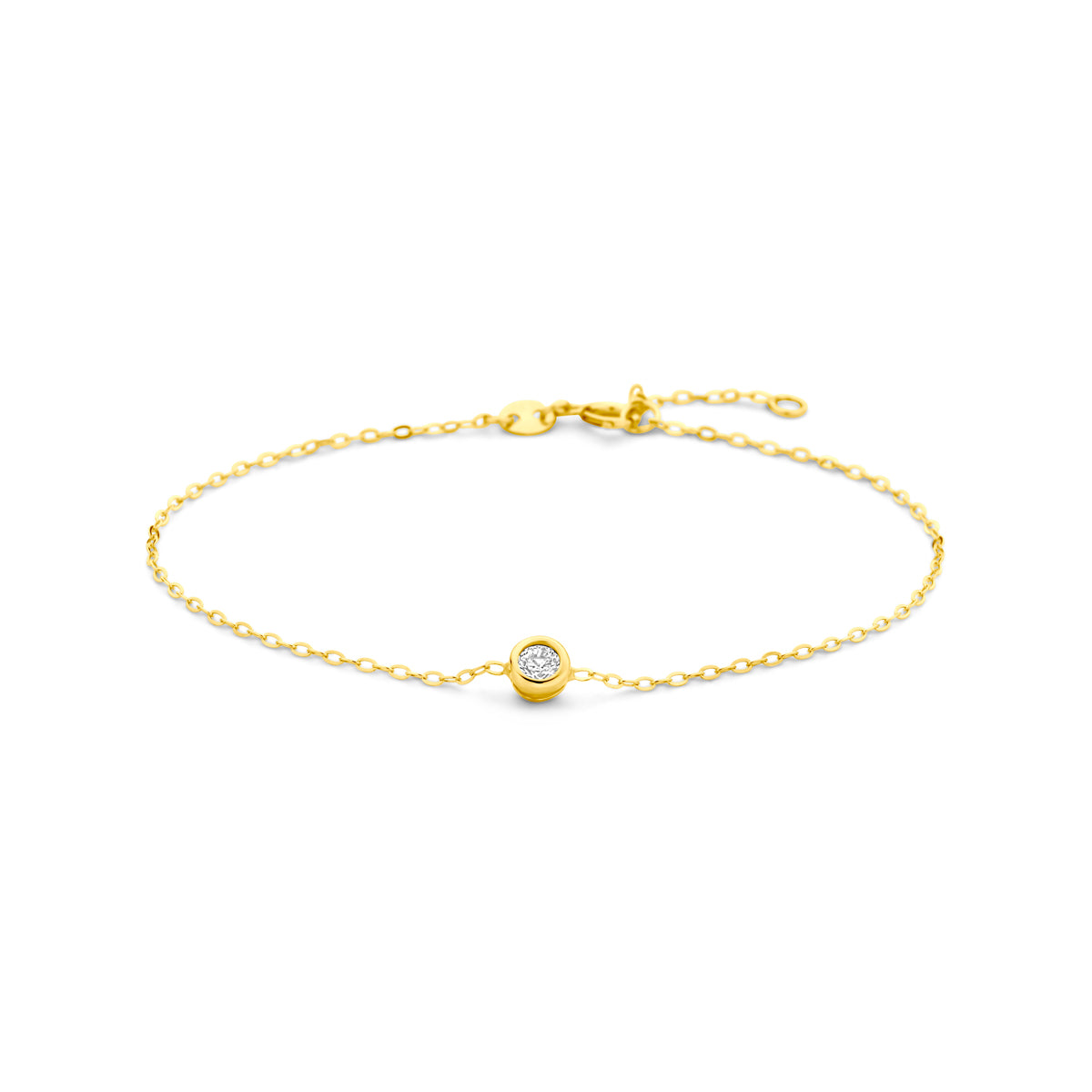 Armband zirkonia 16,5 - 18,5 cm 14K geelgoud