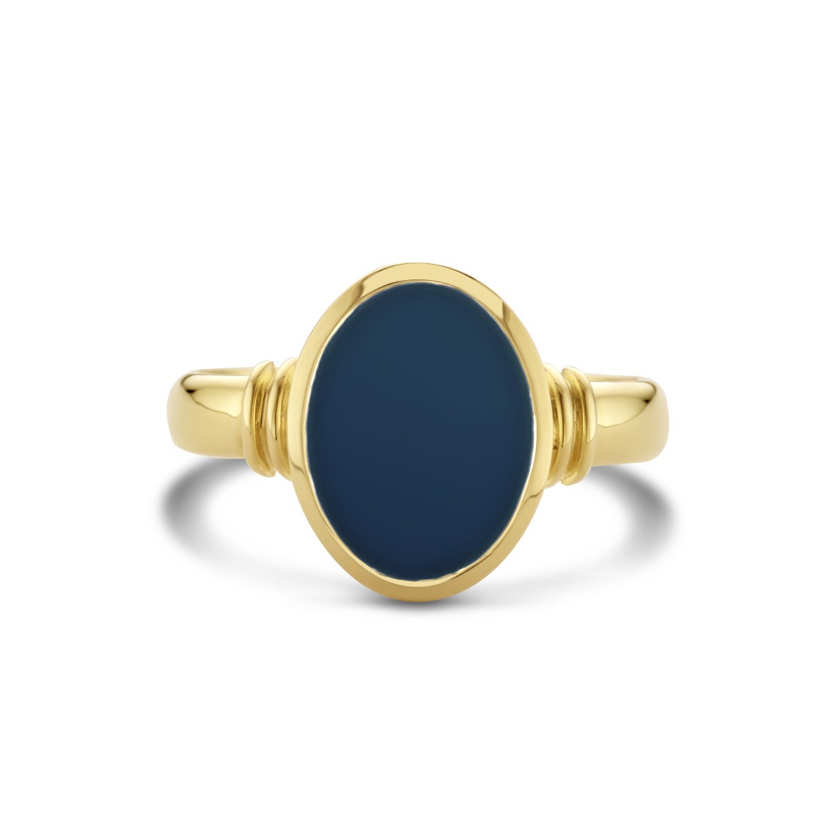 Zegelring massief lagensteen 11 x 8,5 mm 14K geelgoud