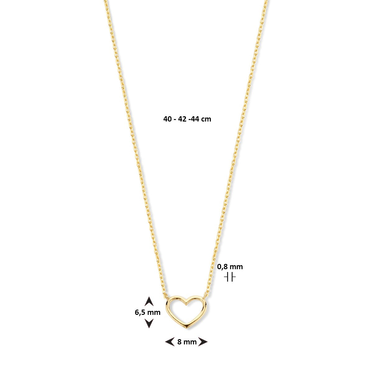 Fantasy Collection Collier hart 40 - 42 - 44 cm 14K geelgoud