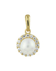 14K geelgoud hanger parel en zirkonia 4020315 - PansiteNederland.nl