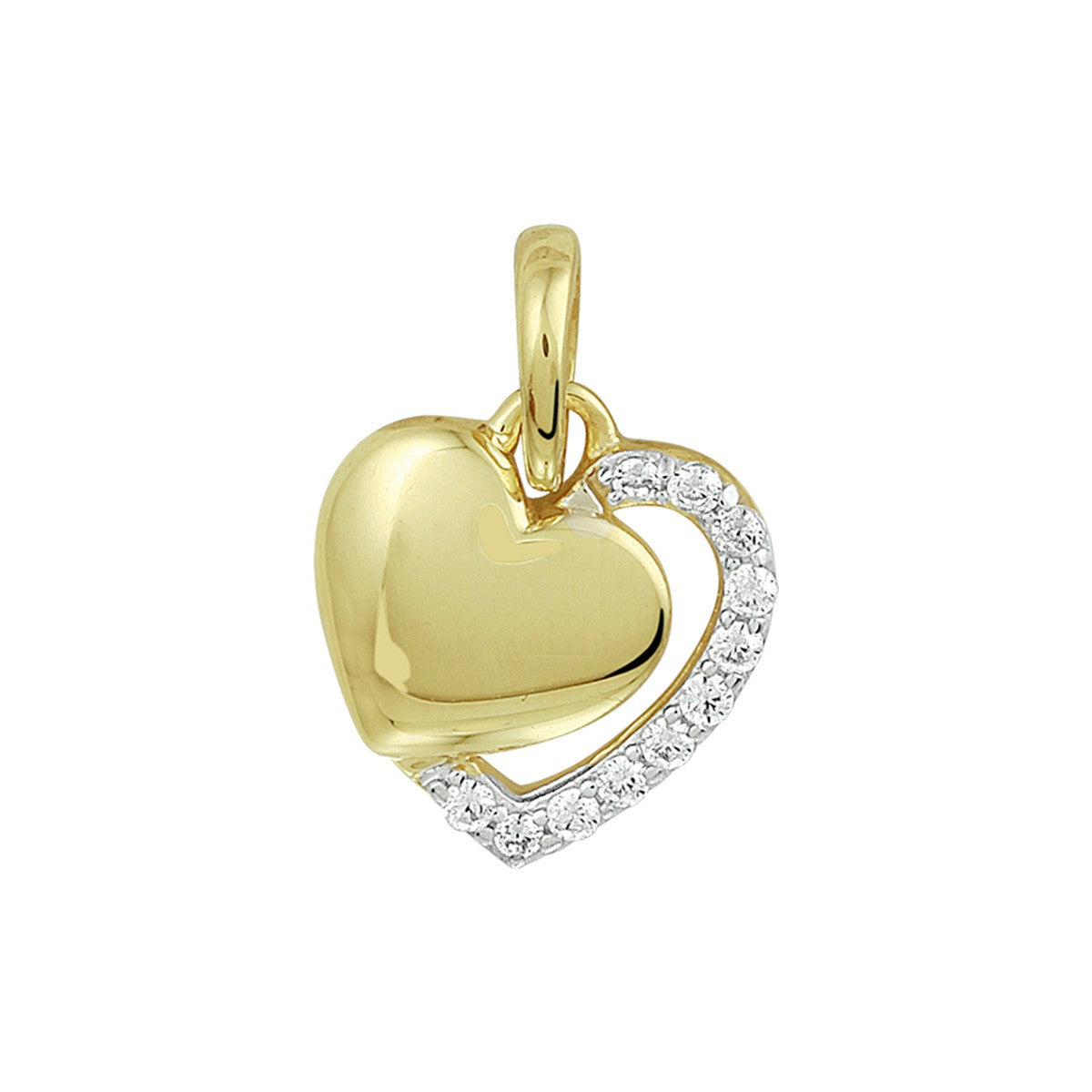 Fantasy Collection Hanger hart zirkonia bicolor gestift 14K geelgoud