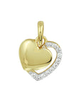 14K geelgoud hanger hart zirkonia bicolor gestift 4020321 - PansiteNederland.nl