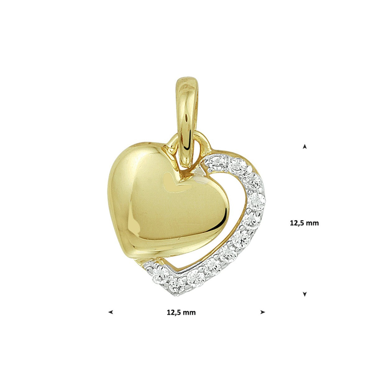 Fantasy Collection Hanger hart zirkonia bicolor gestift 14K geelgoud
