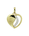 14K geelgoud hanger hart zirkonia bicolor gestift 4020322 - PansiteNederland.nl