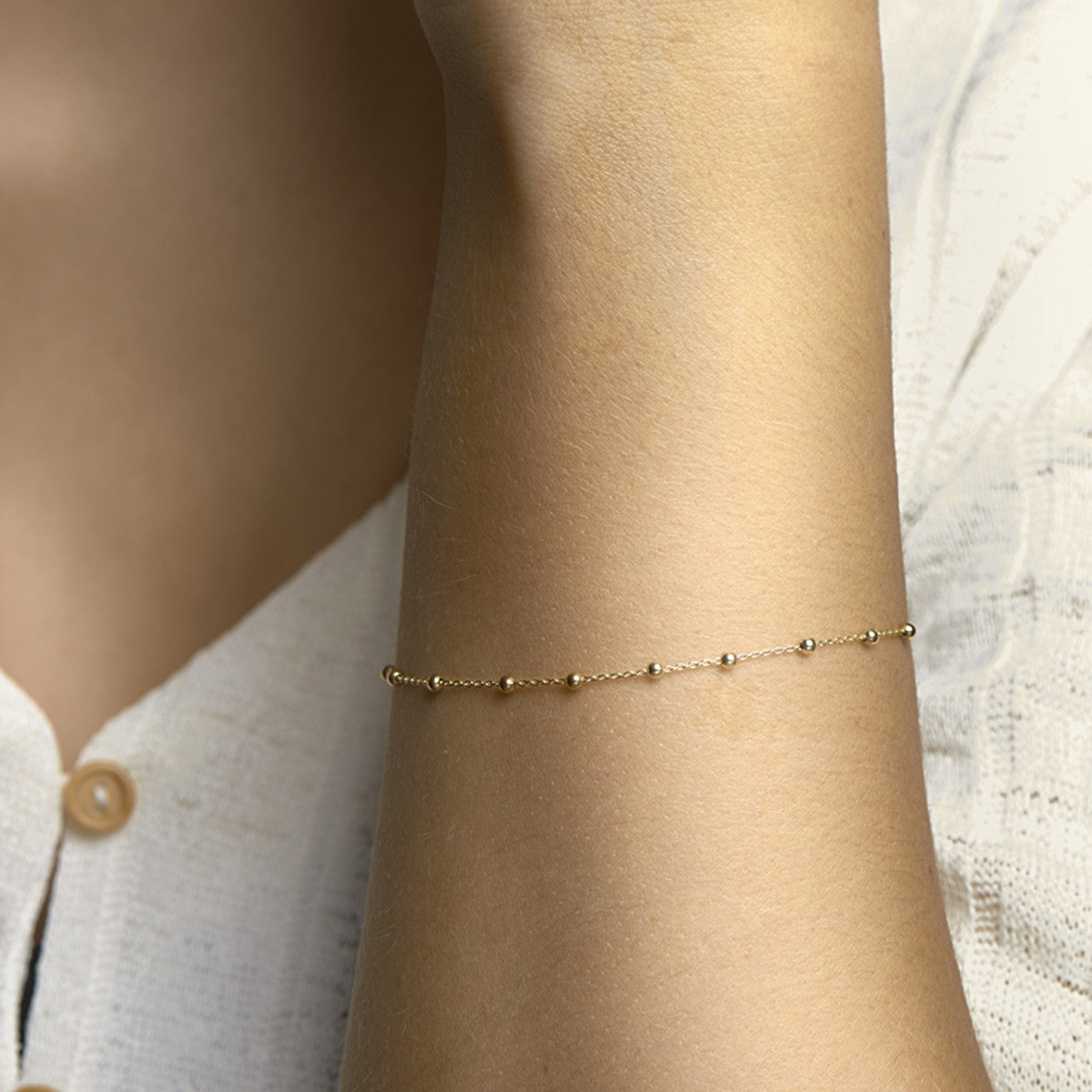 Fantasy Collection Armband bolletjes 0,9 mm 18 cm 14K geelgoud