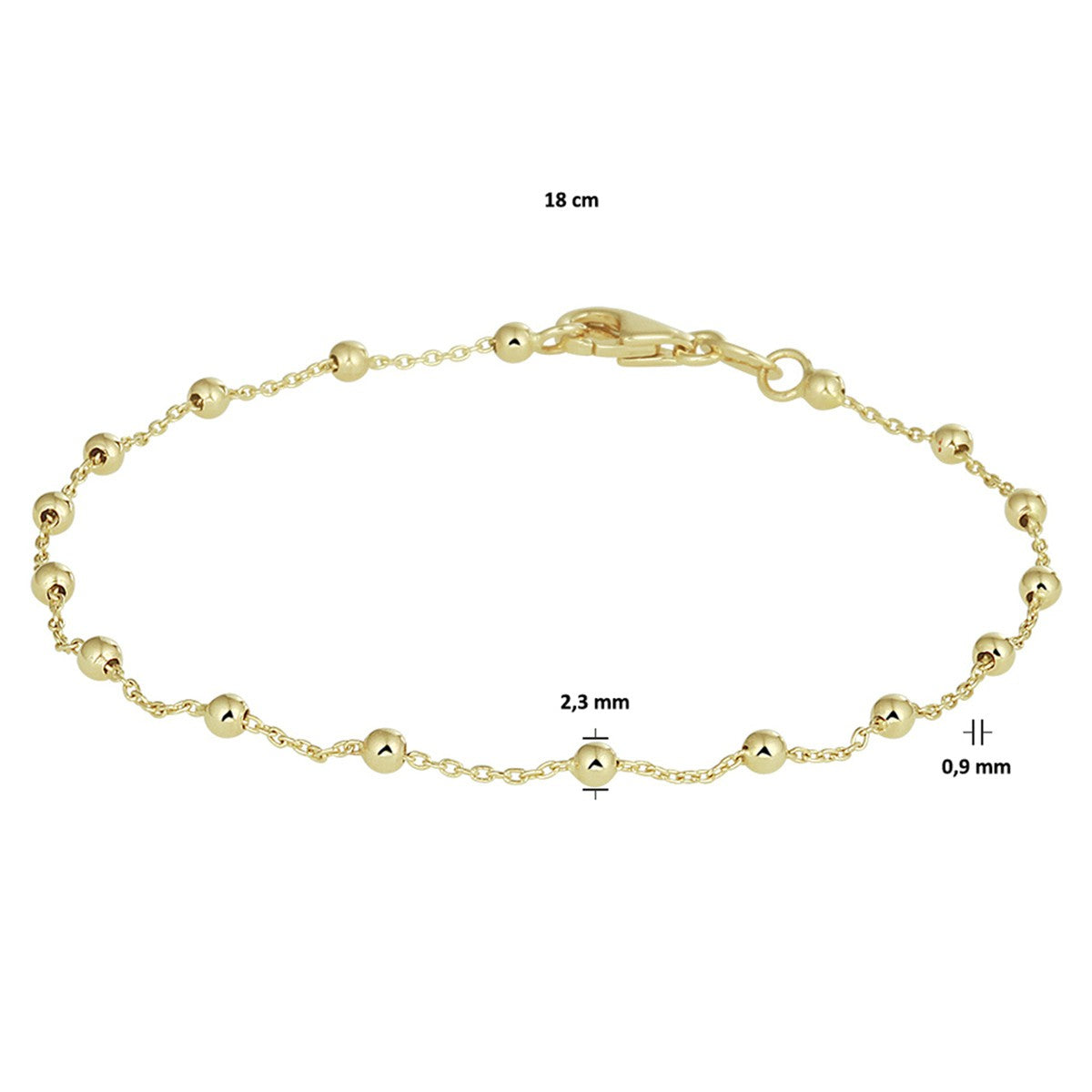 Fantasy Collection Armband bolletjes 0,9 mm 18 cm 14K geelgoud