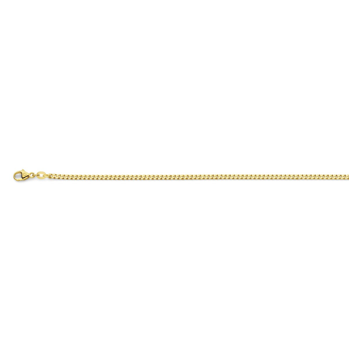 Fantasy Collection Collier gourmette 2 zijdes geslepen 2,4 mm massief 14K geelgoud