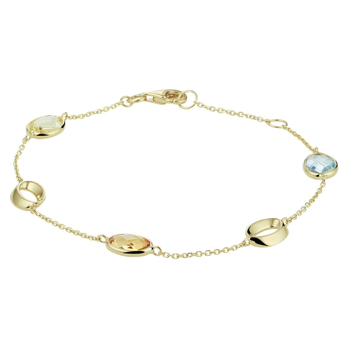 Fantasy Collection Armband natuurlijke kleurstenen 17 - 19 cm 14K geelgoud