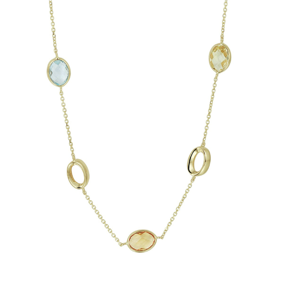Fantasy Collection Collier natuurlijke kleurstenen 42 - 45 cm 14K geelgoud