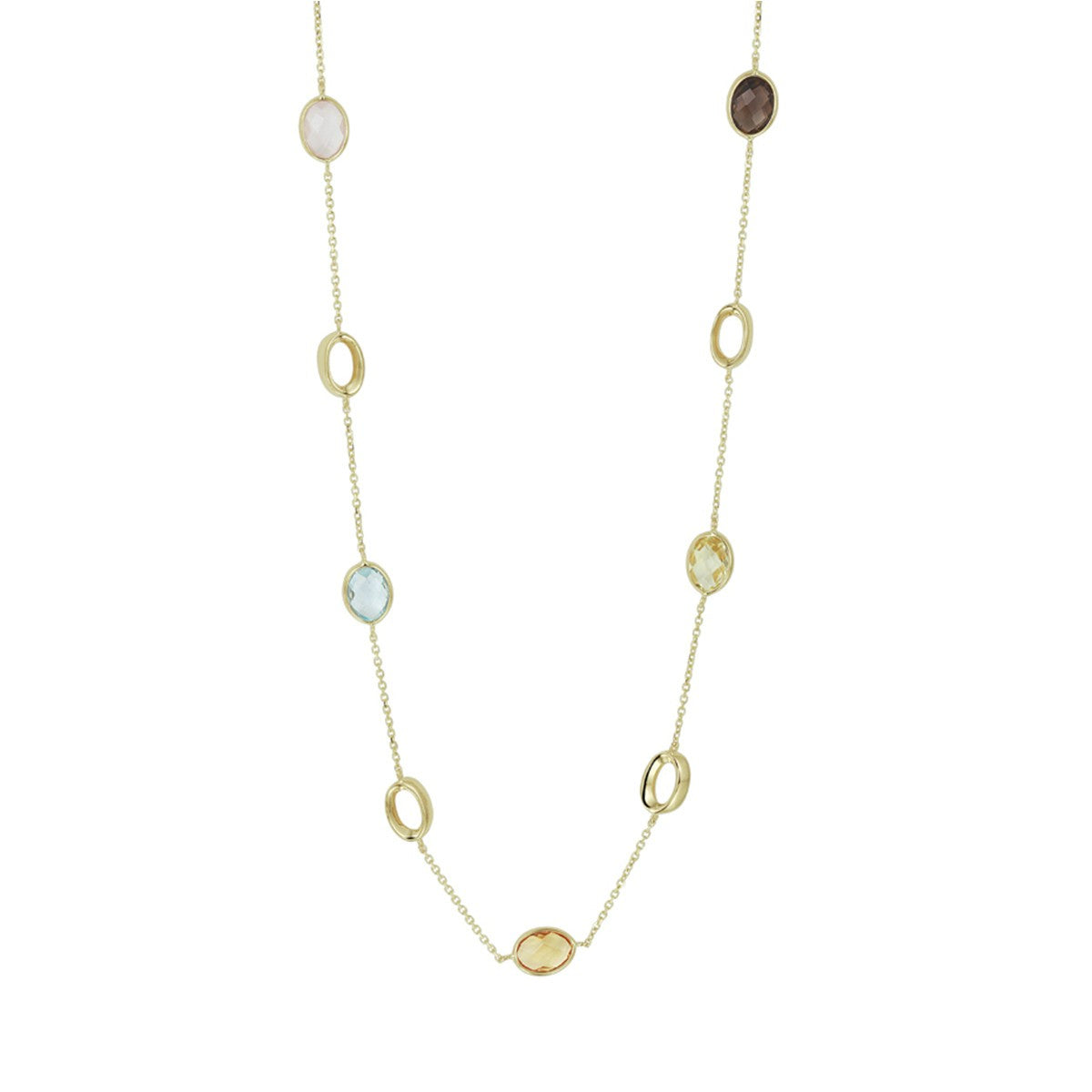 Fantasy Collection Collier natuurlijke kleurstenen 42 - 45 cm 14K geelgoud