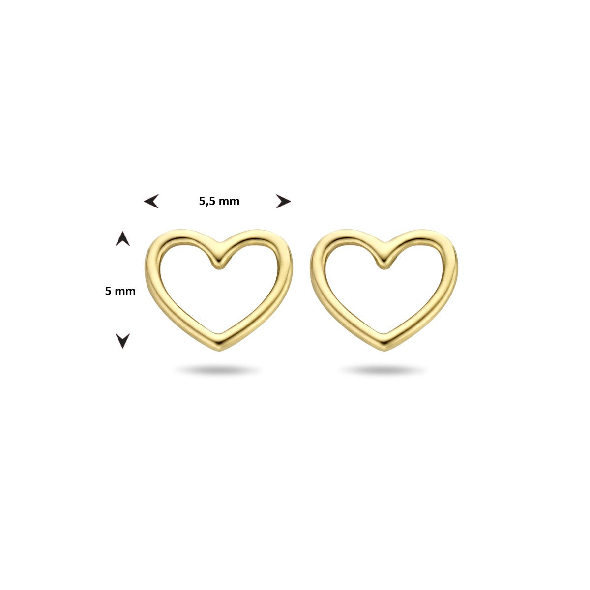 Fantasy Collection Oorbellen hart 5 mm 14K geelgoud