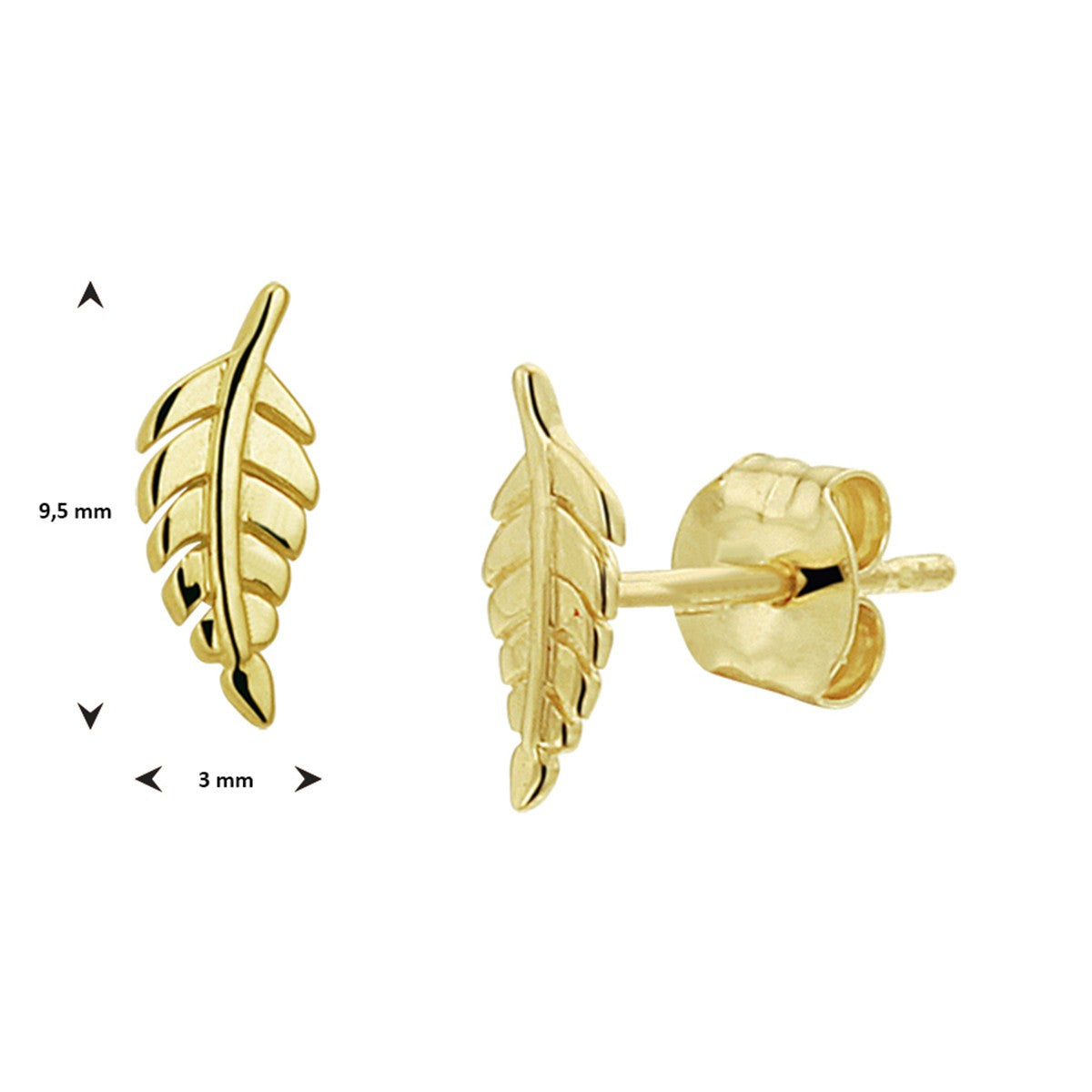 Fantasy Collection Oorbellen veer 8 mm 14K geelgoud