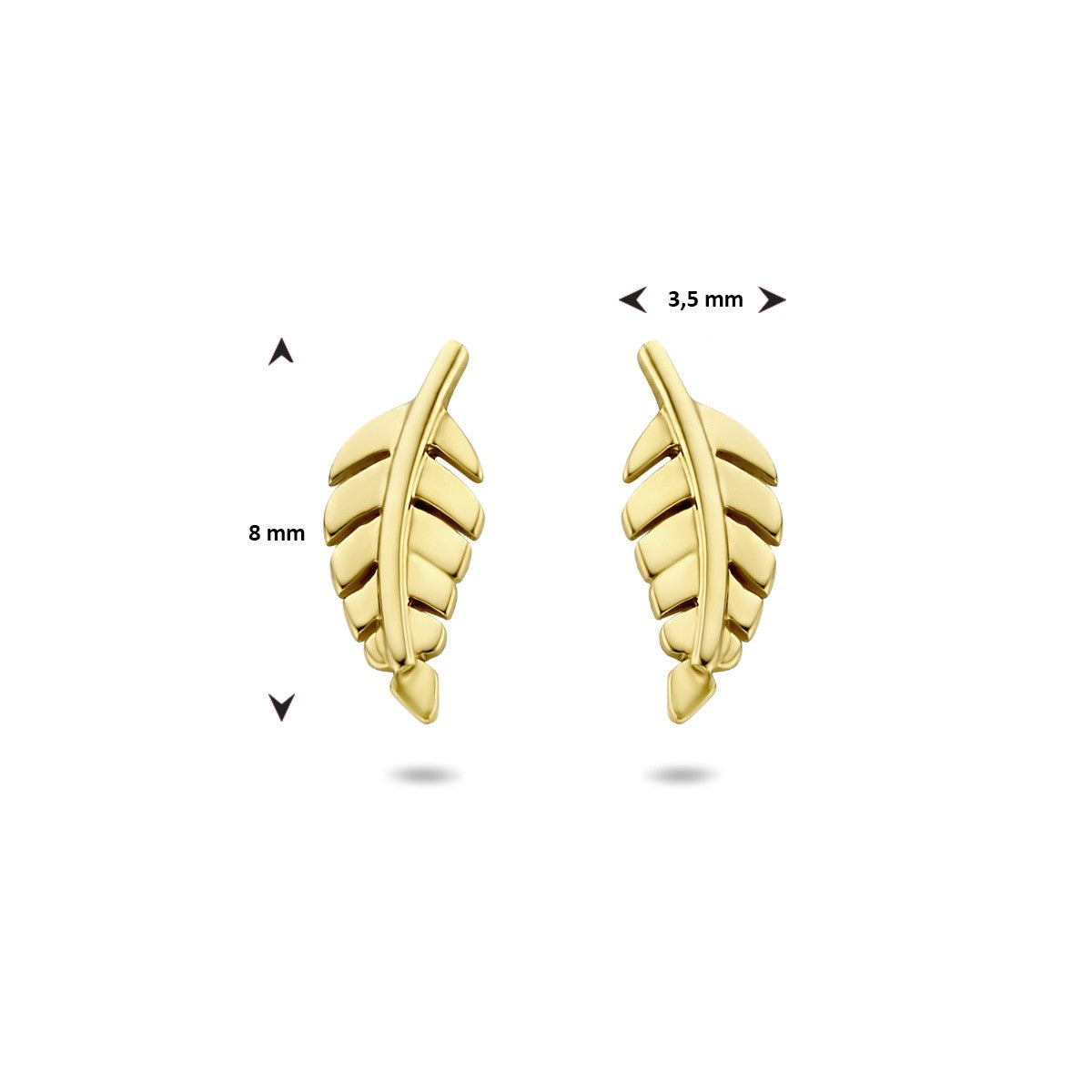 Fantasy Collection Oorbellen veer 8 mm 14K geelgoud