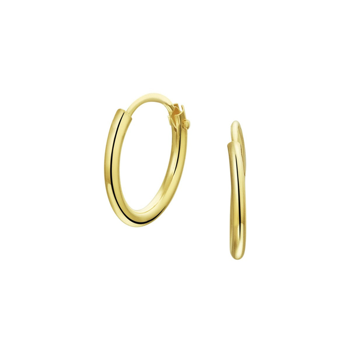 Fantasy Collection Oorbellen 1,3 mm ronde buis 14K geelgoud