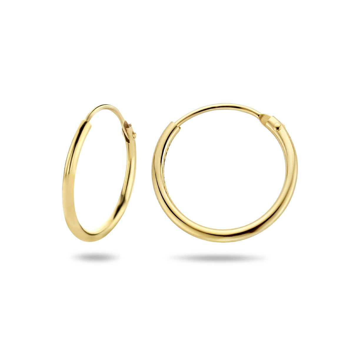 Fantasy Collection Oorbellen 1,3 mm ronde buis 14K geelgoud