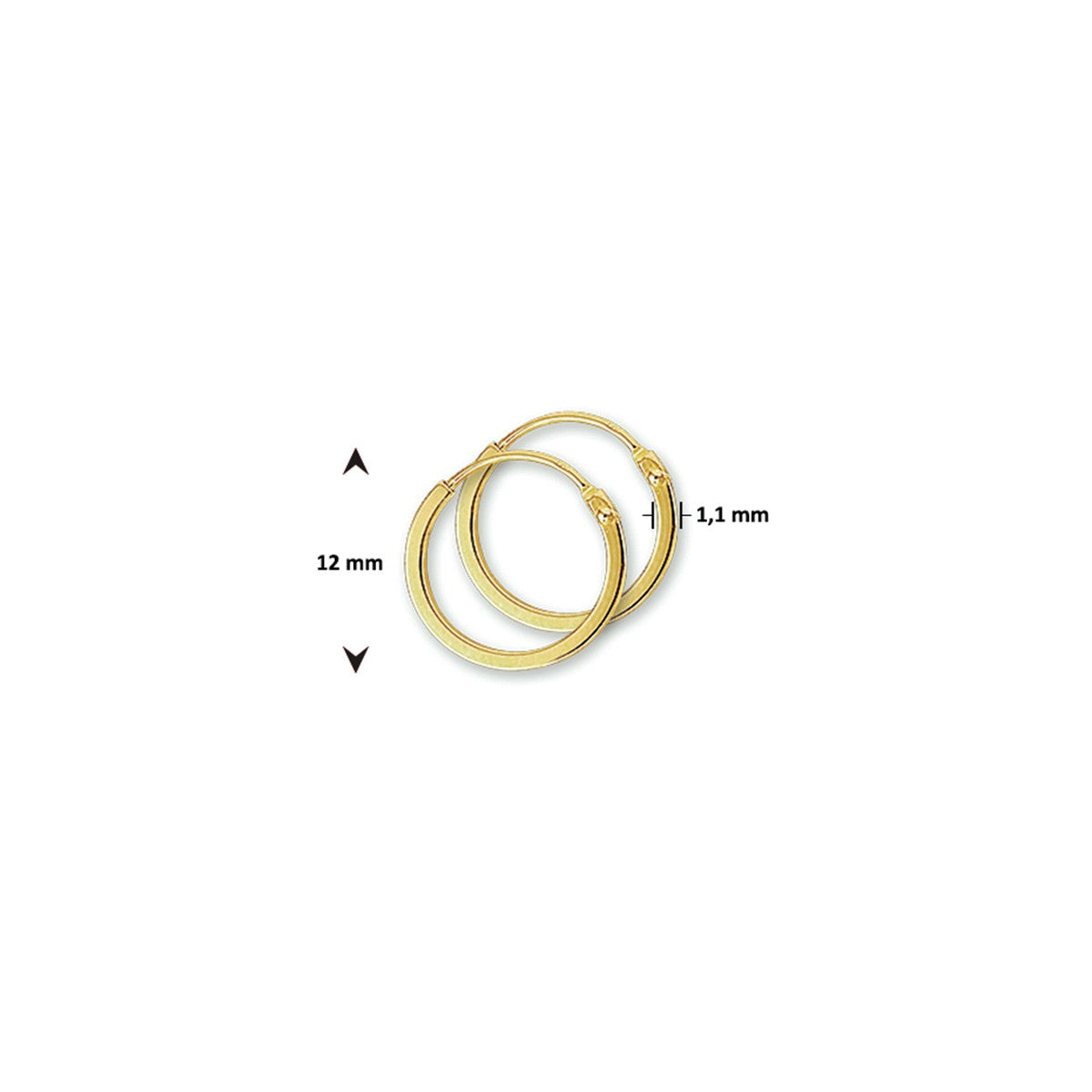Fantasy Collection Oorbellen vierkante buis 14K geelgoud