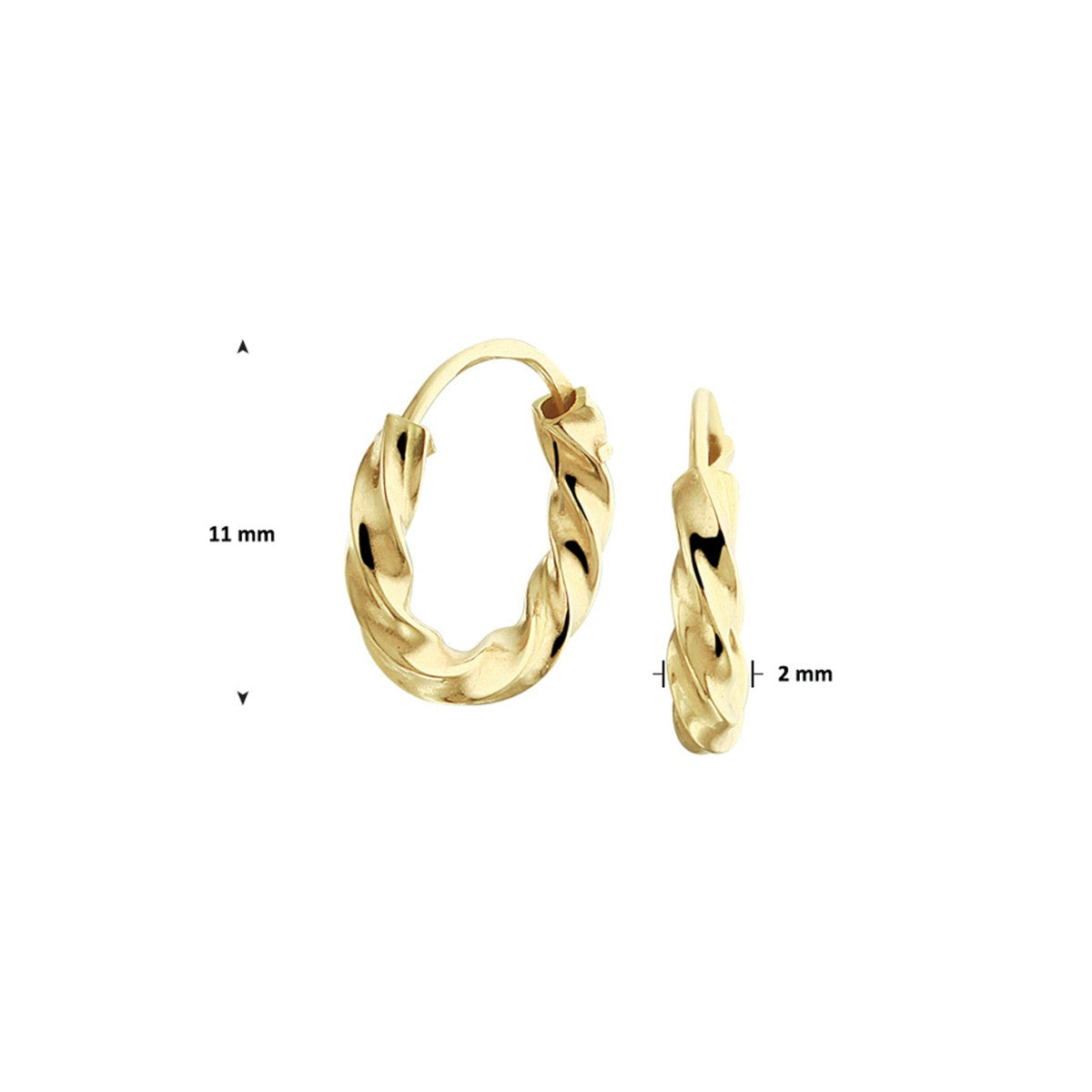 Fantasy Collection Oorbellen gedraaide buis 14K geelgoud