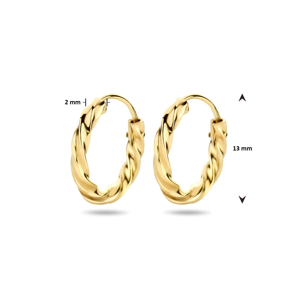 Fantasy Collection Oorbellen gedraaide buis 14K geelgoud