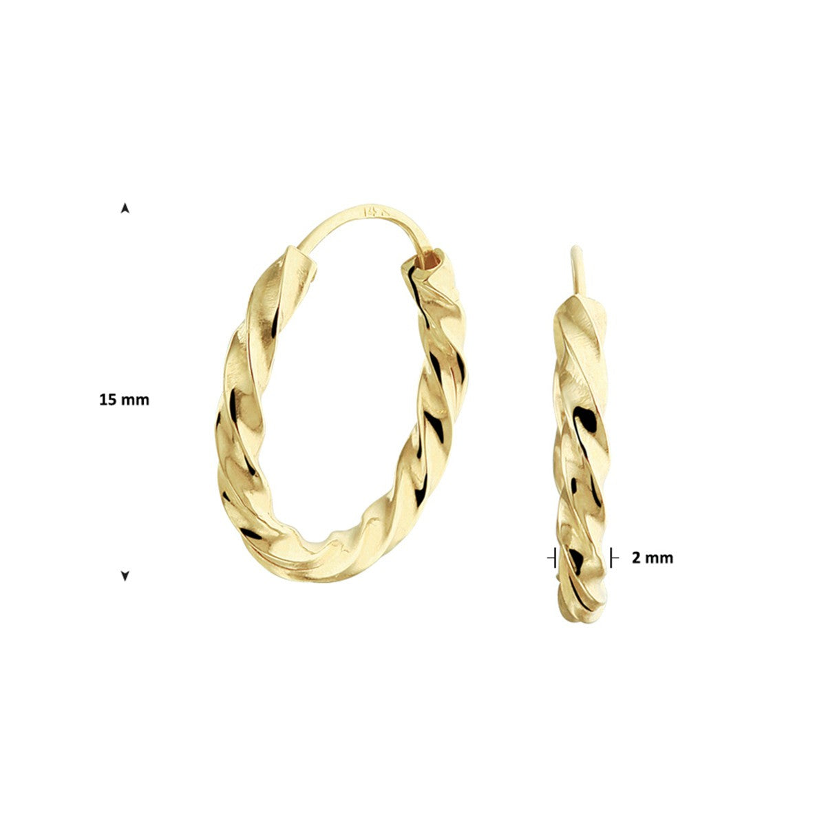 Fantasy Collection Oorbellen gedraaide buis 14K geelgoud