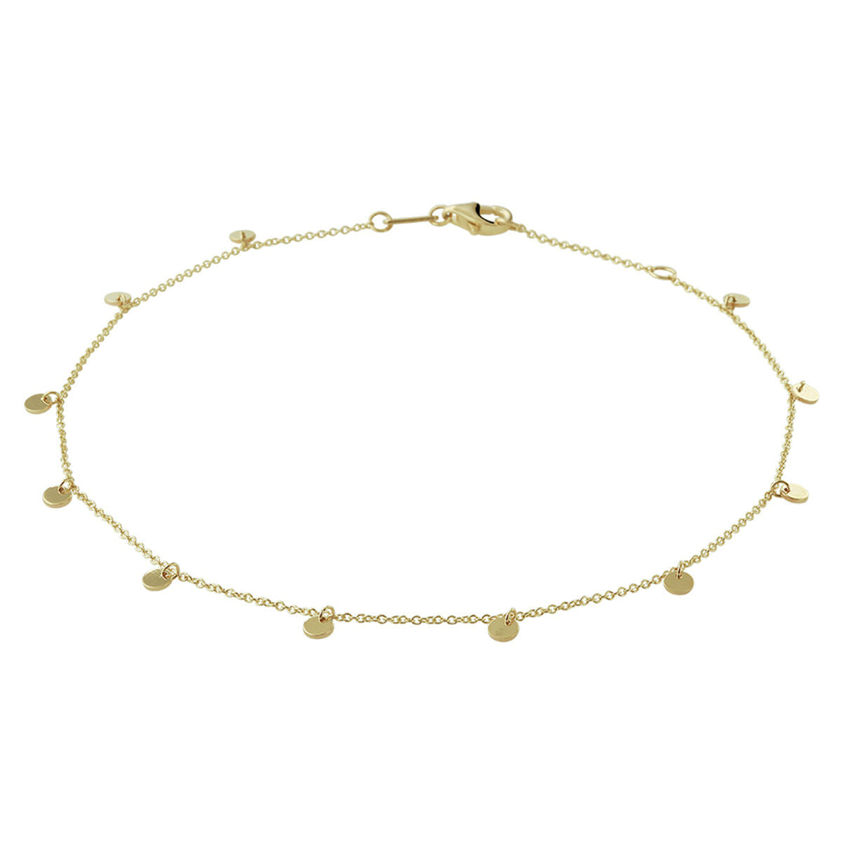Fantasy Collection Enkelbandje rondjes 1,0 mm 24 - 26 cm 14K geelgoud