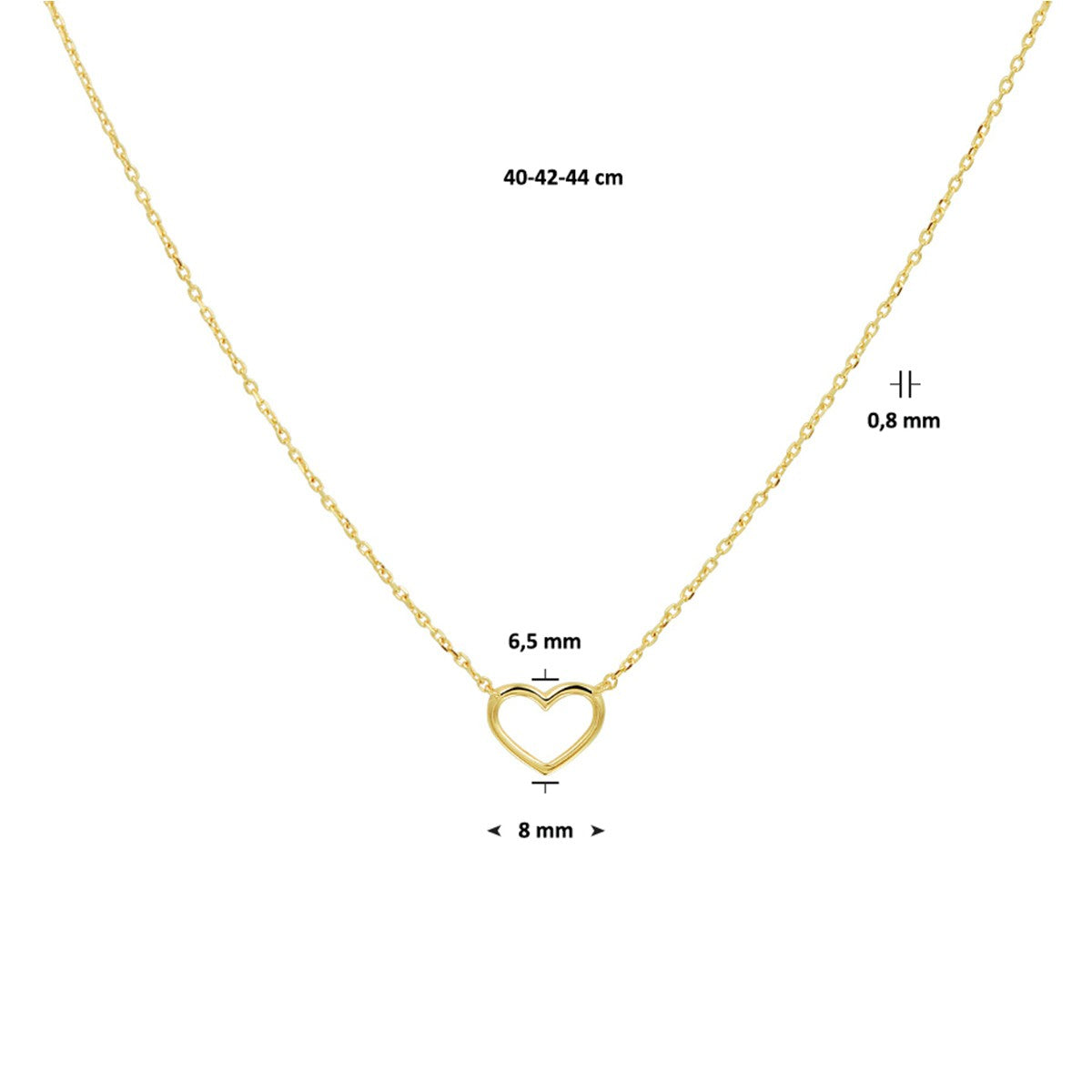 Fantasy Collection Collier hart 40 - 42 - 44 cm 14K geelgoud