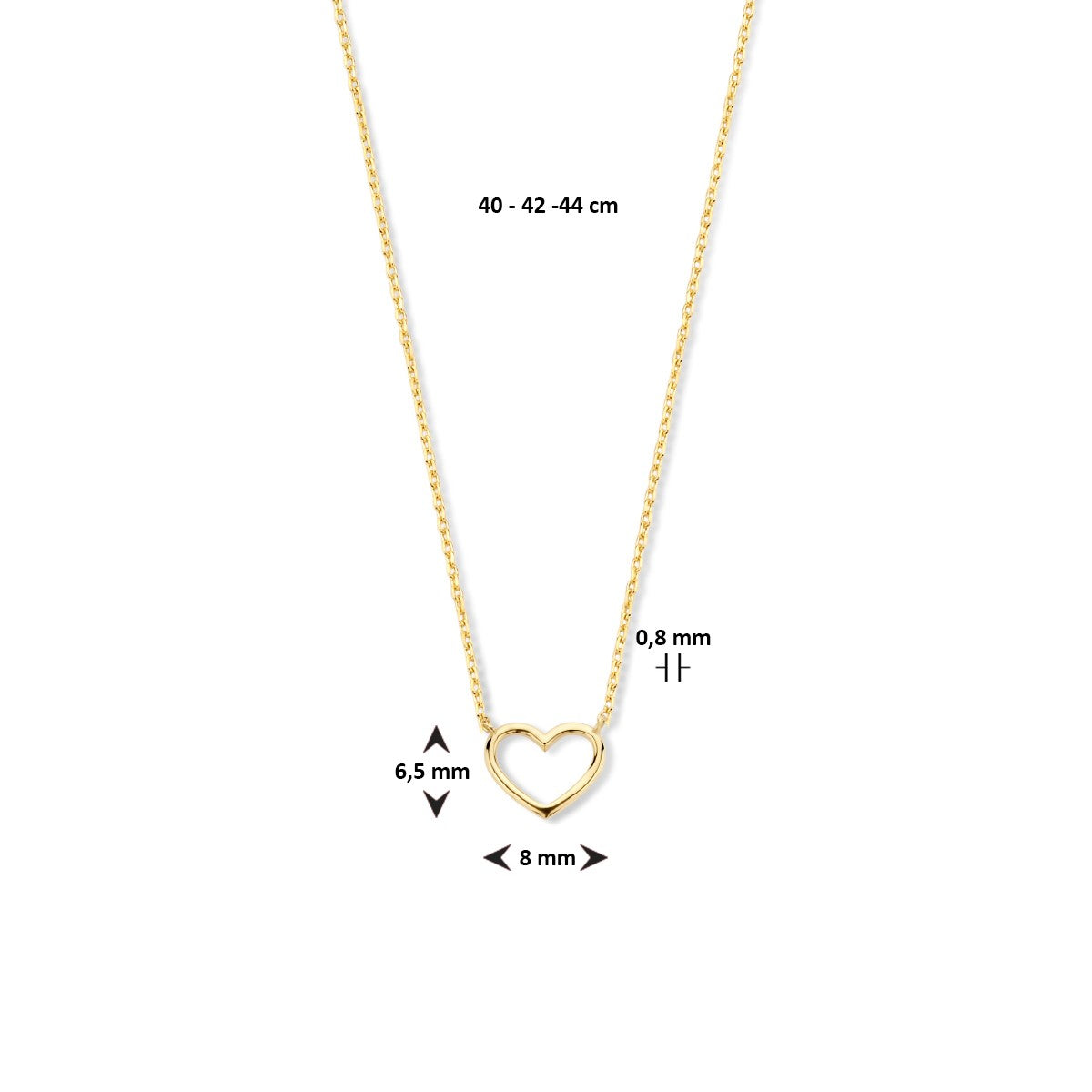 Fantasy Collection Collier hart 40 - 42 - 44 cm 14K geelgoud
