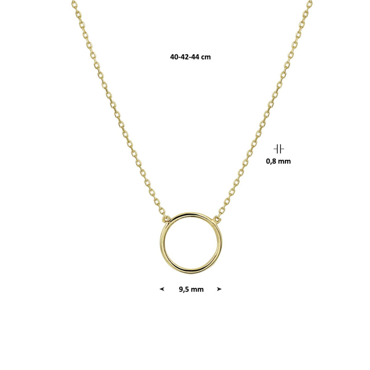 Fantasy Collection Collier rondje 0,8 mm 40 - 44 cm 14K geelgoud